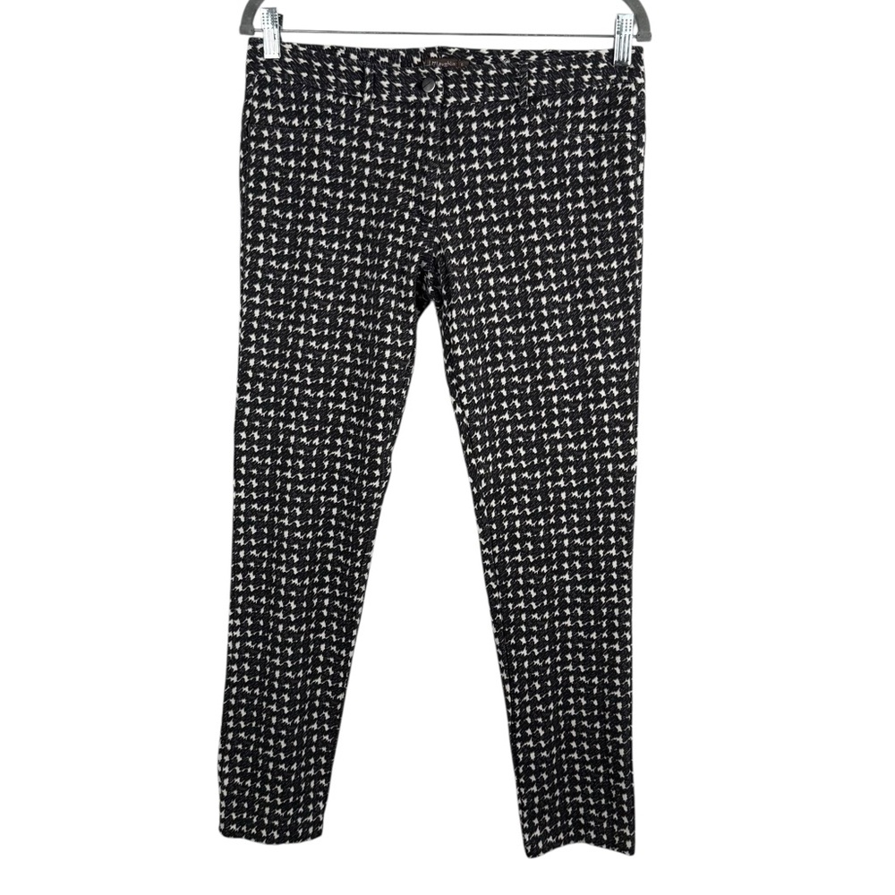 J. McLaughlin Black and White Patterned Slim Fit Pants Size 6